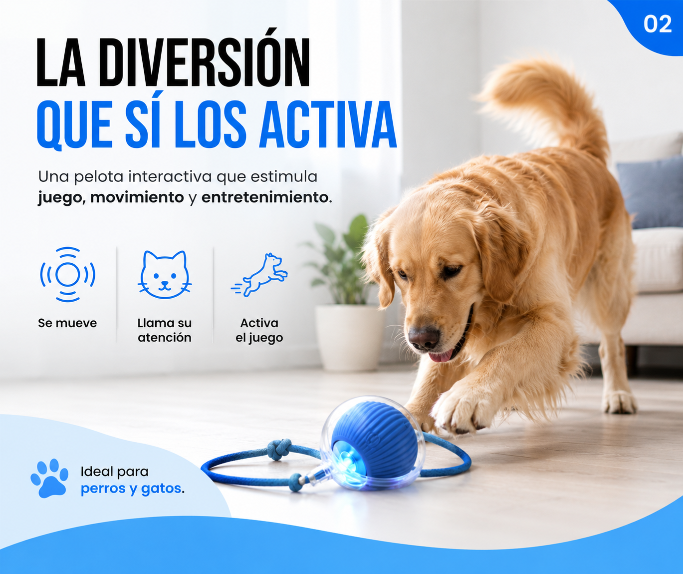 HappyBall Pelota Interactiva para Perros y Gatos