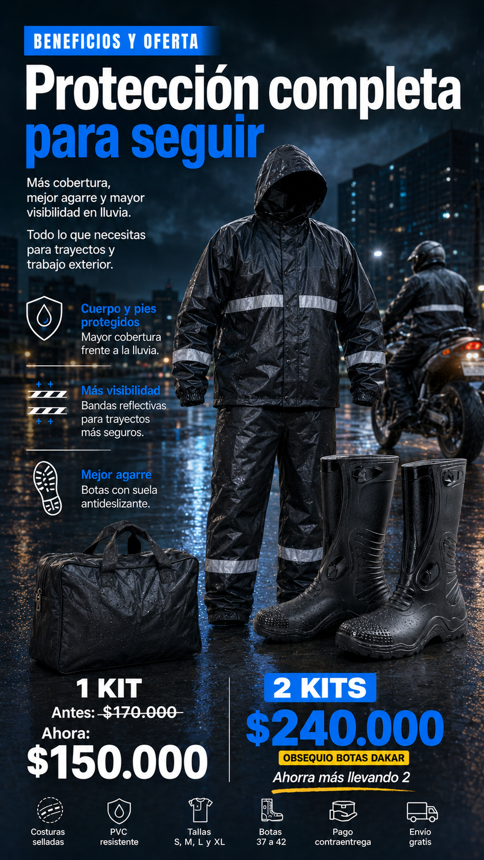 Kit conjunto impermeable botas dakar mot