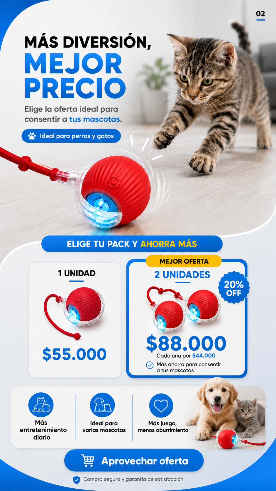 HappyBall Pelota Interactiva para Perros y Gatos